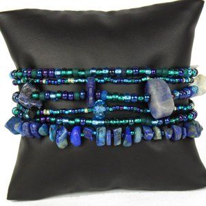 Czech Glass Bead IRIDESCENT BLUES Bracelet